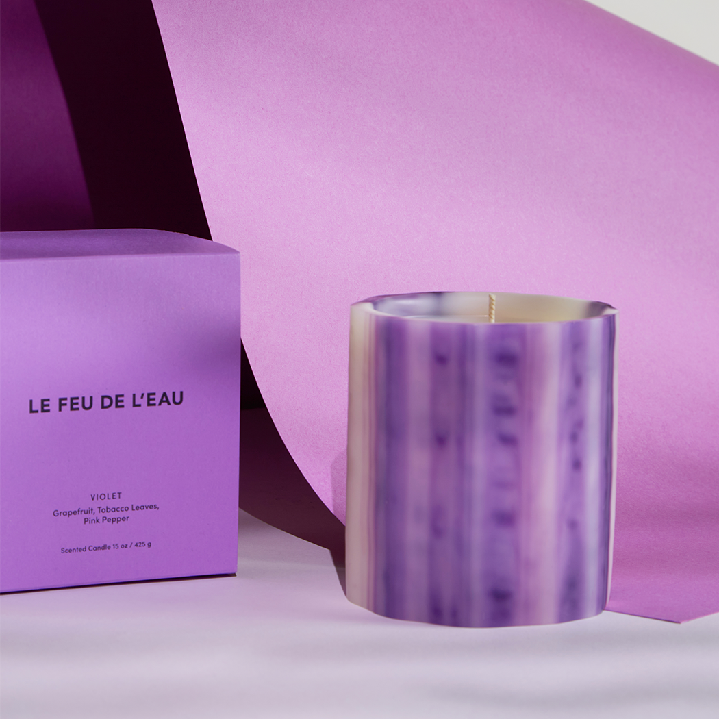 HAY Stripe fig leaf scented candle (300g) - Purple